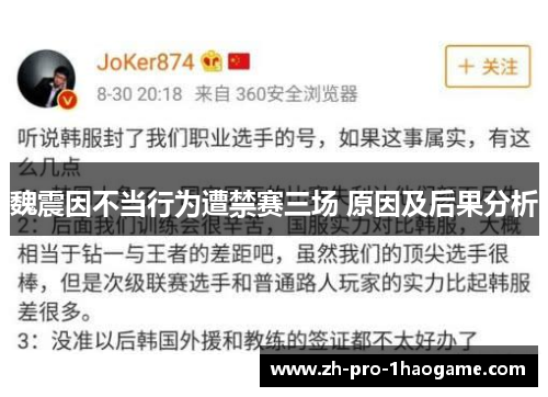 魏震因不当行为遭禁赛三场 原因及后果分析